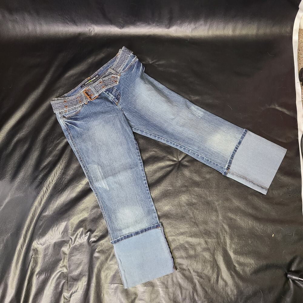 Vintage 90s Y2K DKMY Jeans with belt and roll cuff size 8